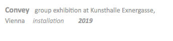 Convey group exhibition at Kunsthalle Exnergasse, Vienna installation 2019
